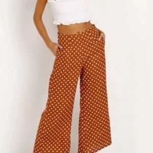 Anthropologie Maeve Isobel Pleated Wide-Leg Orange Trousers
